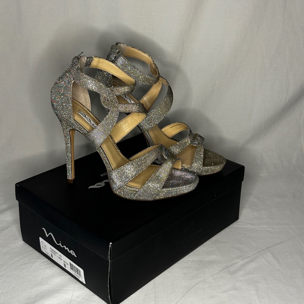 Nina Shoes- Franzet Heel in Steel Luna